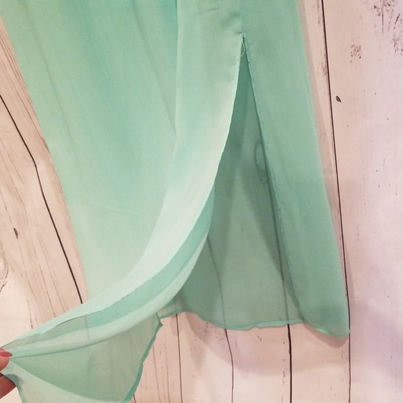 EXPRESS Brand XSTP Mint Green Chiffon Slittd Skirt - Picture 5 of 8